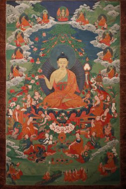 Buda, Rajagriha 'daki akbaba tepesindeki vaaz. Teşekkür ederim. Tibet. 19. yüzyıl. Paris mi? Fransa. 