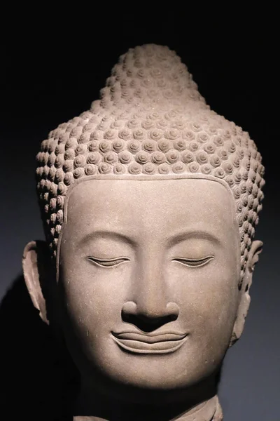 Museu Nacional Guimet Artes Asiáticas Cabeça Buda Arenito Século Xiv — Fotografia de Stock