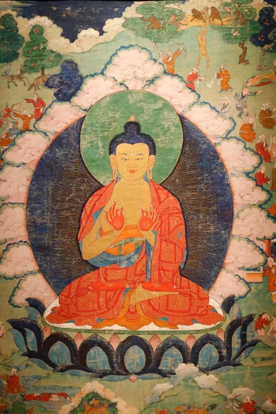 Buddha Thangka Vagyok Tibet Század Párizs Franciaország — Stock Fotó