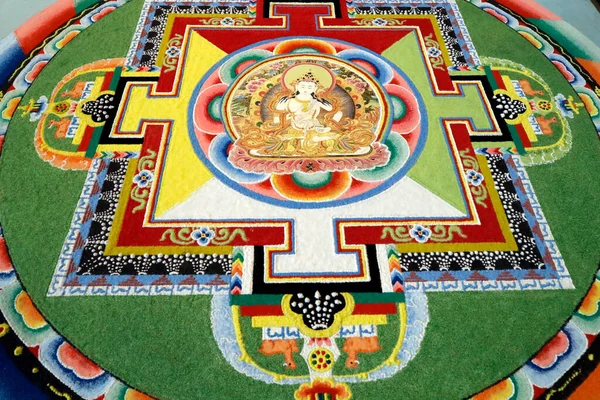 stock image Tibetan Buddhist sand mandala. Bodhisattva Vajrasattva.  France. 