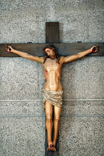 Mosteiro Visitação Crucifixo Jesus Cruz Século Escultura Marclaz França — Fotografia de Stock
