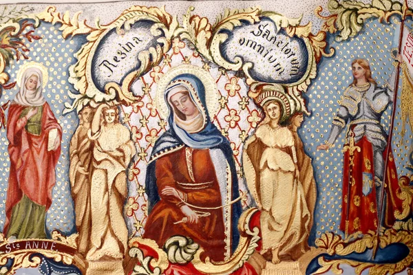 Manuskriptbelysning Litany Den Hellige Jomfru Maria Det Århundre Jomfru Maria – stockfoto