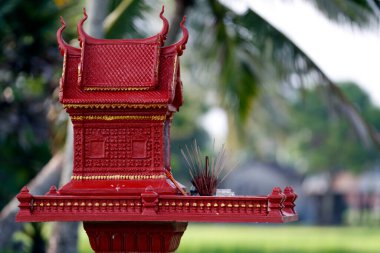 Spirit houses at a private house.  Kep. Cambodia. 