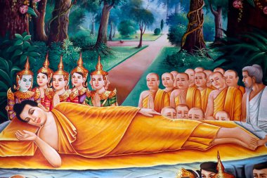 Siddhartha Gautama 'nın hayatı, Shakyamuni Buddha. Buda 'ya yaslanarak. Kep. Kamboçya. 