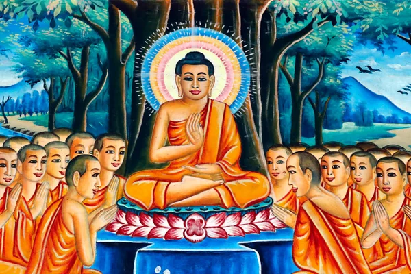 Siddhartha Gautama Shakyamuni Buddha Élete Buddha Tanítványokkal Tanítás Kep Kambodzsa — Stock Fotó