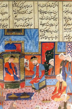 İslam Sanatları Müzesi. Taslağın sanatsal süslemeleri. Shahnama (Kralların Kitabı). İran 16. yüzyıl. Kuala Lumpur. Malezya. 