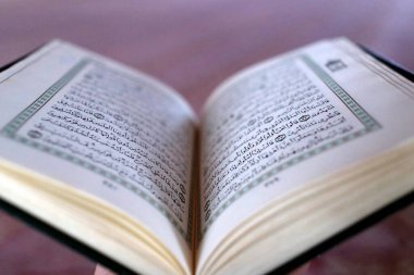 Putra Camii veya Mescid Putra. Kur 'an açın. Putrajaya. Malezya. 