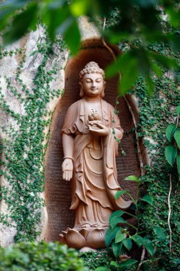 Phat Quang Budist tapınağı. Siddhartha Gautama, Shakyamuni Buddha. Chau Doc. Vietnam. 