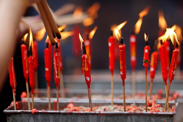 Temple Taoïste Chinois Guan Chinois Brûlant Encens Priant Pour Avenir — Photo