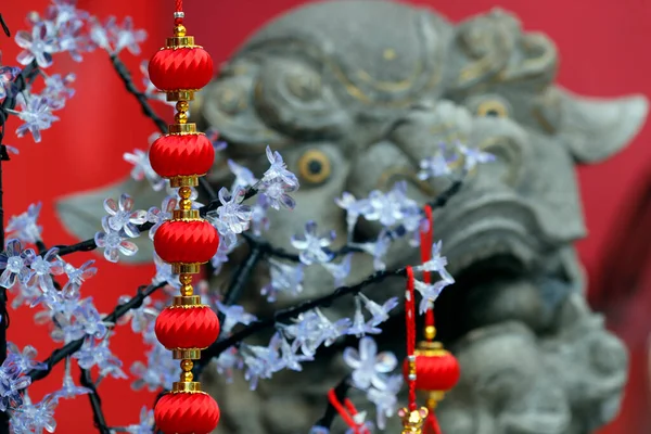 Guan Chinesischer Taoistischer Tempel Stein Chinesischen Löwen Als Schutzsymbole Verwendet — Stockfoto