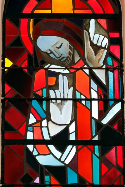 聖ヨハネ大聖堂福音主義者 イエスと最後の晩餐 ステンドグラスの窓 クアラルンプール マレーシア — ストック写真