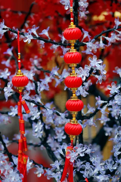 Guan Chinesischer Taoistischer Tempel Rote Traditionelle Laternen Hängen Zum Chinesischen — Stockfoto