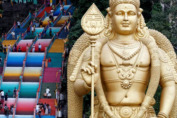 Murugan Hinduski Bóg Wojny Hinduska Świątynia Sanktuarium Jaskiń Batu Wejście — Zdjęcie stockowe