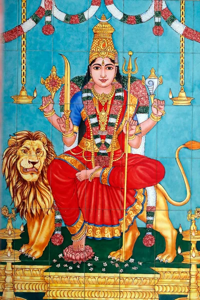 Sri Mahamariamman Hindu Temple Durga Hindu Goddess War Kuala Lumpur — Stock Photo, Image