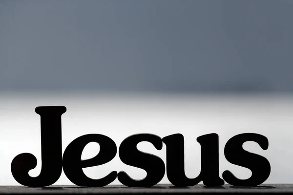 Letras Madeira Formando Palavra Jesus Símbolo Cristão — Fotografia de Stock
