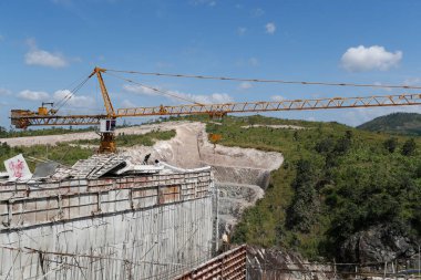Construction site. Hydraulic dam. 