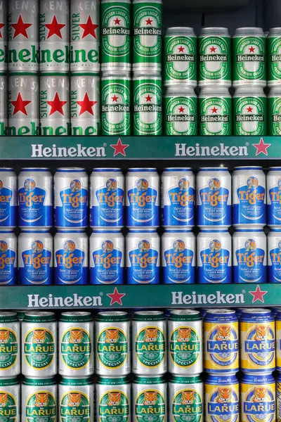 Various Beer Cans At Store For Sale. Hoi An. Vietnam. 