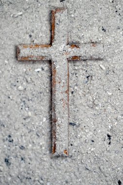 Ashes and wooden christian cross. Ash Wednesday celebration. Lent season.