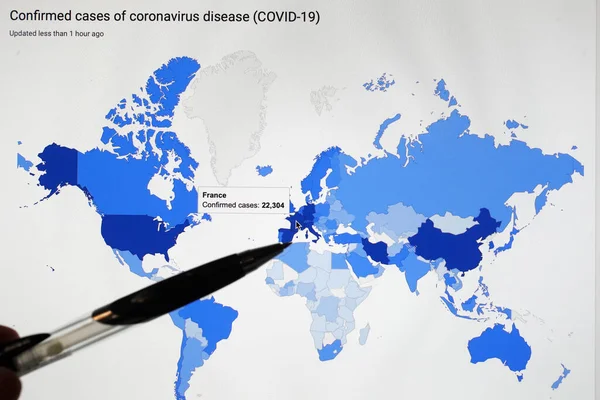 Коронавірус Covid Епідемія Світова Карта Коронавірусних Інфекцій — стокове фото