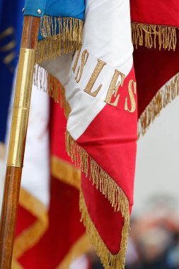 11 Kasım anma töreni var. Aziz Gervais les Bains. Fransa. 