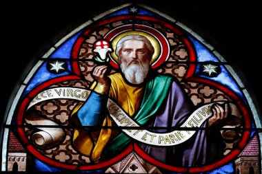 Cenevre Leydisi Bazilikası. Lekeli cam pencere.