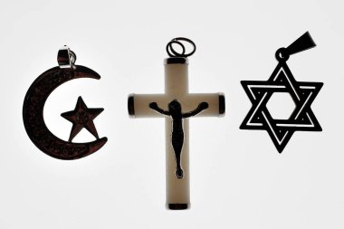 Dini semboller. Hristiyanlık, İslam, Musevilik 3 tek tanrılı din. Dinlerarası diyalog. Fransa. 