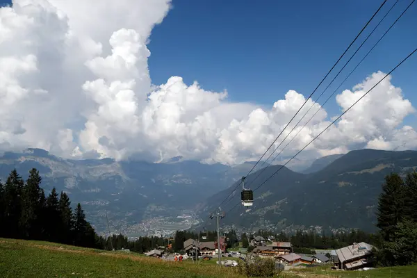 Francia Alpok Mont Blanc Massif Vagyok Gondola Kábelkocsi Saint Gervais — Stock Fotó