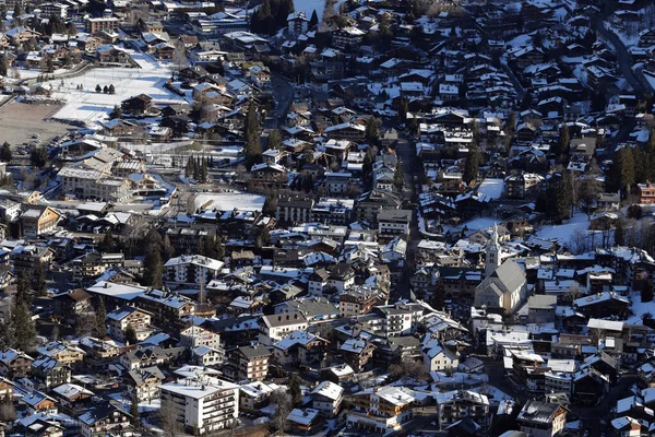 Franska Alperna Flygfoto Över Megeve Vintern Frankrike — Stockfoto