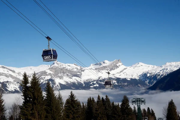 Französische Alpen Winter Gondelbahn Saint Gervais Les Bains Frankreich — Stockfoto