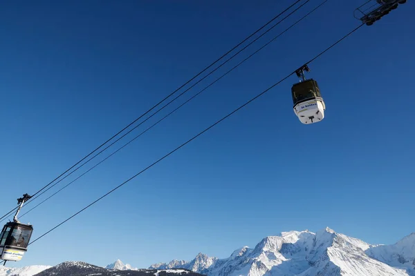 Französische Alpen Winter Gondelbahn Saint Gervais Les Bains Frankreich — Stockfoto