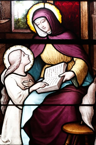 Iglesia San Francisco Sales Vidriera Educación María Por Madre Ginebra — Foto de Stock