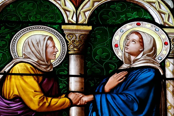 Bazylika Matki Bożej Genewskiej Witraże Nawiedzenie Najświętszej Maryi Panny Jest — Zdjęcie stockowe