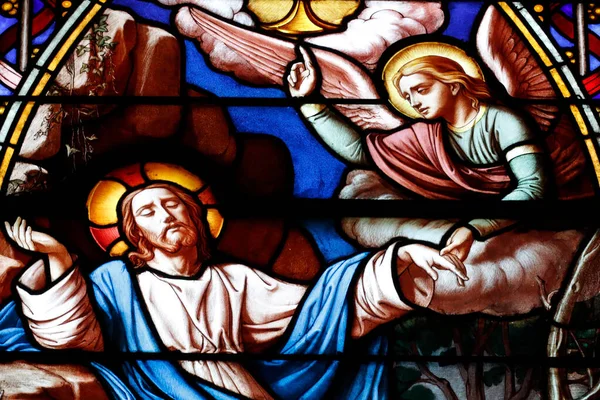 Cenevre Leydisi Bazilikası Lekeli Cam Pencere Son Yemekten Sonra Gethsemane — Stok fotoğraf