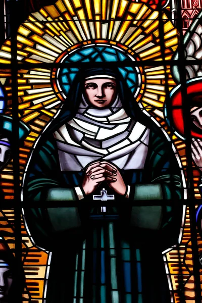 Basilique Visitation Fönster Målat Glas Sainte Jeanne Chantal Jane Frances — Stockfoto