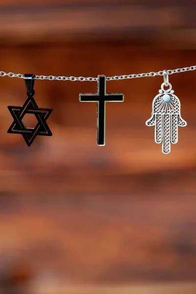 Symbole Religijne Chrześcijaństwo Islam Judaizm Religie Monoteistyczne Dialog Międzywyznaniowy — Zdjęcie stockowe