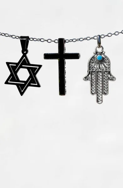 Religiöse Symbole Christentum Islam Judentum Monotheistische Religionen Dialog Zwischen Den — Stockfoto