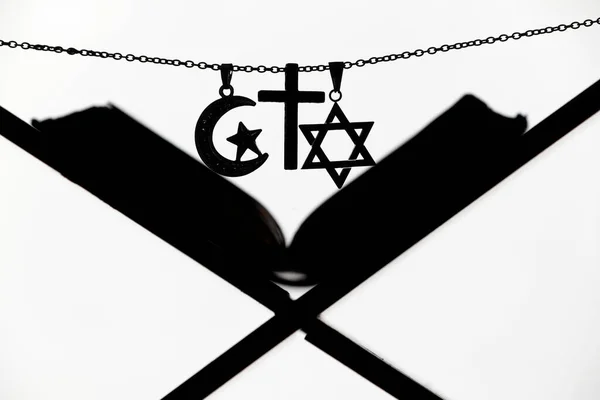 Religieuze Symbolen Christendom Islam Jodendom Monotheïstische Religies Interreligieuze Dialoog — Stockfoto