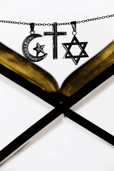 Religious Symbols Christianity Islam Judaism Monotheistic Religions Interfaith Dialogue — Stock Photo, Image
