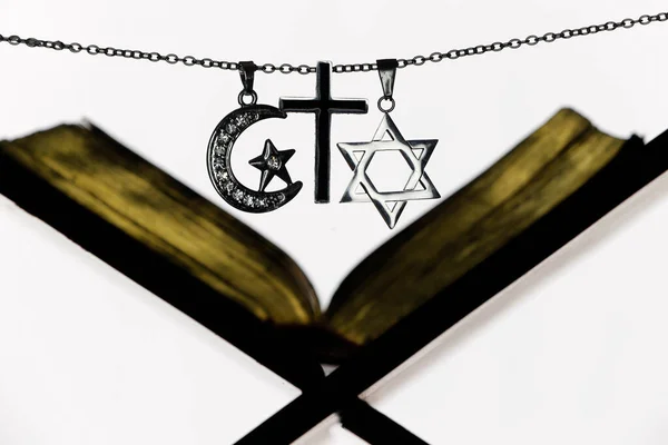 Religious Symbols Christianity Islam Judaism Monotheistic Religions Interfaith Dialogue — Stock Photo, Image