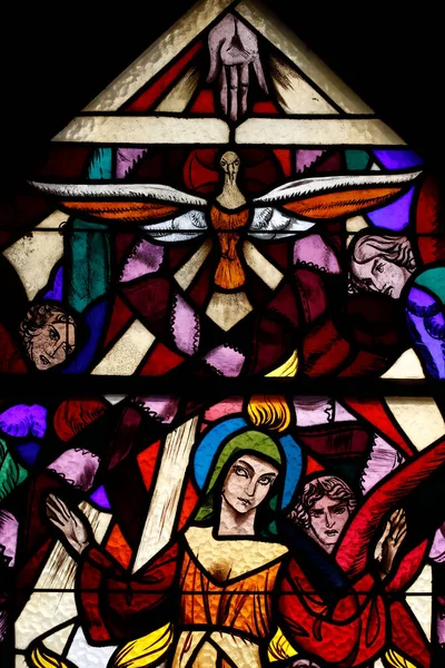 Vidrieras Pentecostés Espíritu Santo Basílica San José Las Aletas Annecy — Foto de Stock