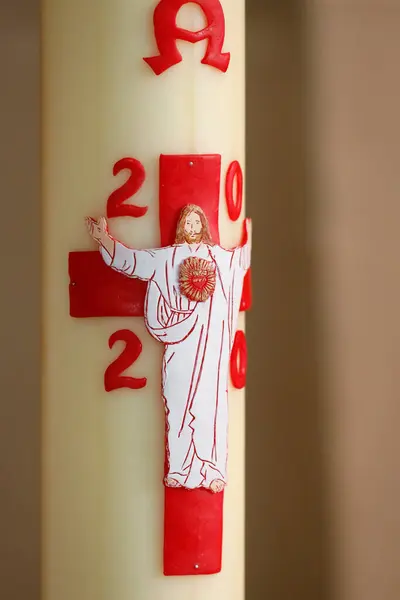 Świeca Paschalna Chrystusem Wigilia Wielkanocna Anny Francja — Zdjęcie stockowe