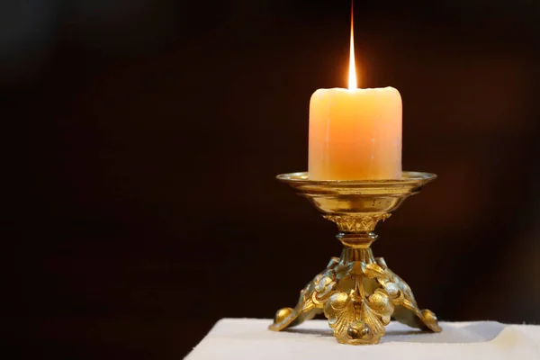 Kerze Auf Dem Altar Sallanches Frankreich — Stockfoto