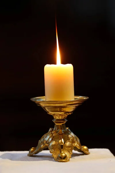 stock image Church candle on altar.  Sallanches. France. 