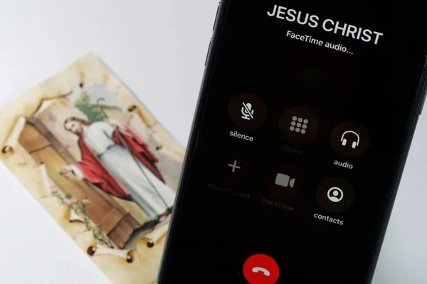 Εικόνα Smartphone Κάλεσε Τον Ιησού Γαλλία — Φωτογραφία Αρχείου