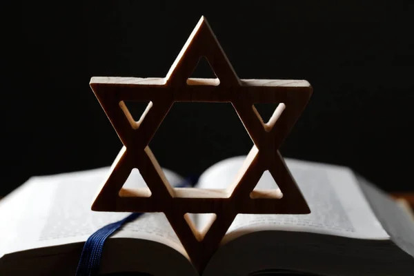 Judenstern Oder Davidstern Auf Einer Tora Religiöses Symbol — Stockfoto