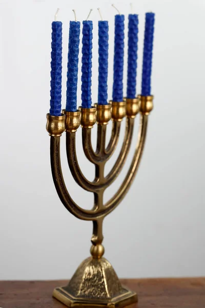 Den Menorah Eller Sju Lampa Hebreiska Lampställ Symbol För Judendomen — Stockfoto