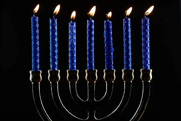 Die Menora Oder Der Hebräische Leuchter Mit Sieben Lampen Symbol — Stockfoto