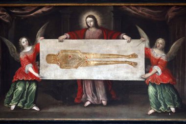 Aziz Pierre Kilisesi. Torino Kefeni. Resim yapmak. Beaume Les Messieurs. Fransa. 