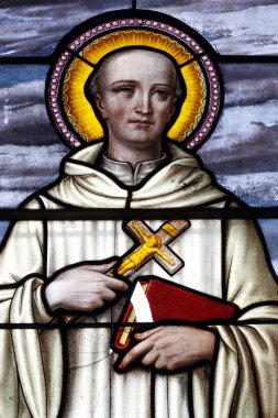 Lekeli cam pencere. Francis de Sales (Fransızca: Francois de Sales; 21 Ağustos 1567 - 28 Aralık 1622), Cenevre Piskoposu ve Katolik Kilisesi 'nde aziz olarak onurlandırıldı. Gri. Fransa. 