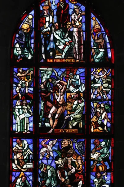 Kathedrale Notre Dame Von Lausanne Bleiglasfenster Die Spiegel Von Charles — Stockfoto
